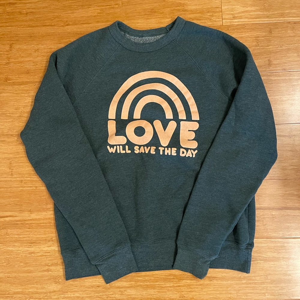 Saturday Morning Pancakes “Live Will Save the Day” Pullover Sweatshirt, S